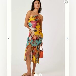 Bl-nk One-Shoulder Slip Dress Anthropologie London Silk Midi 00 NWOT